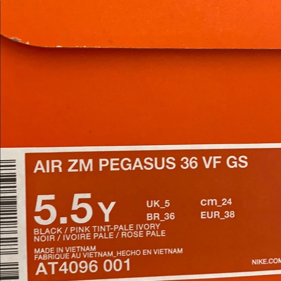 Nike Air Zoom Pegasus 36 VF GS Black Flowers 💐k/W - Picture 9 of 10